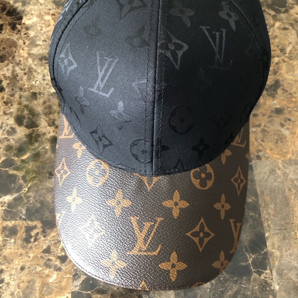 Louis Vuitton Black & Brown Monogram Baseball Hat